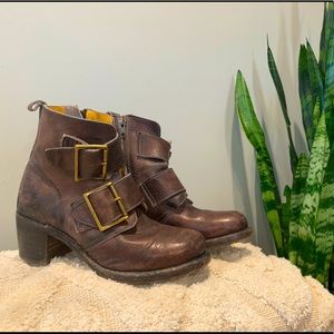 Vintage 90s Frye Brown Buckle Leather Boot